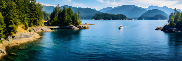 Stunning Display of Nature's Serenity Along the British Columbia Coastline - An Untouched Paradise - obrazy, fototapety, plakaty