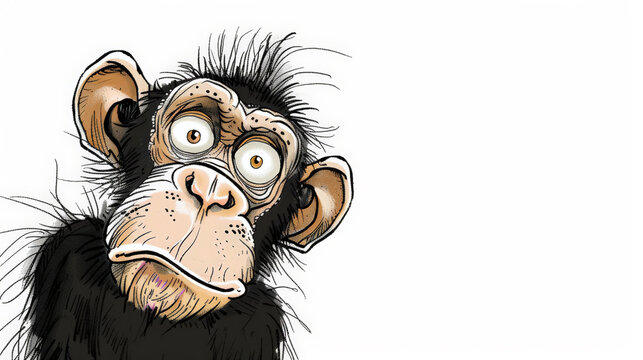 Nervous Monkey Cartoon: Ink Frazzled. Generative AI
