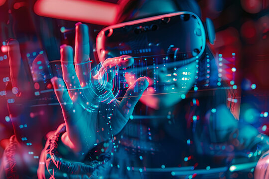 A person using the controller to interact with virtual reality