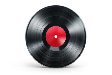 vinyl record with a red sticker in the middle, on transparency background PNG
