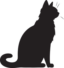 Cat Silhouette Illustration Vector White Background