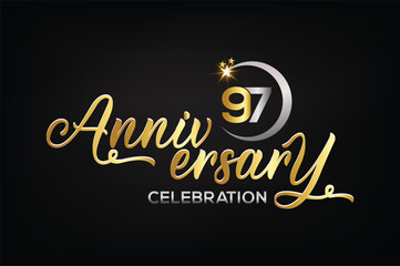 Star element gold color mixed luxury 97th anniversary invitation celebration