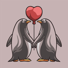 Penguin Love mascot great illustration for your branding business