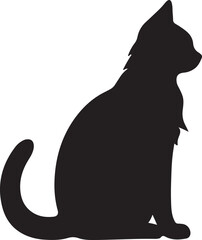 Cat Silhouette Illustration Vector White Background