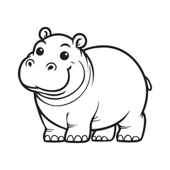 Obraz premium Line art of hippopotamus cartoon vector illustration