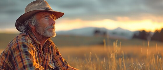 Landowner Using Binoculars to Spot Wildlife on His Ranch