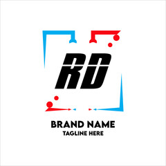 RD Square Framed Letter Logo Design Vector - obrazy, fototapety, plakaty