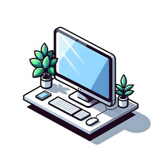 Home Desktop setup illustration for graphics resources