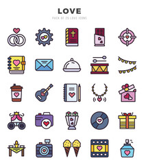 Set of Love Icons. Simple line art style icons pack.