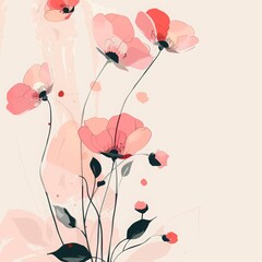 floral background with pink flowers. floral card template