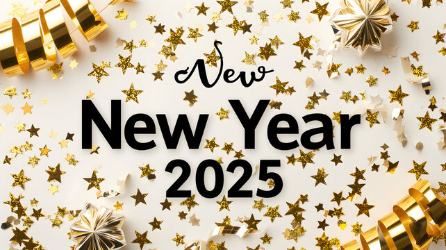letters New year 2025 laid on flat background with high angle view, celebration concept. Neural network generated image. Not based on any actual scene or pattern.