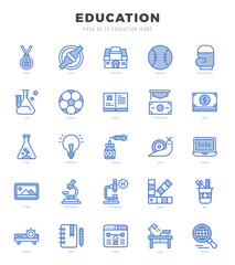 Set of 25 Education Two Color Icons Pack.