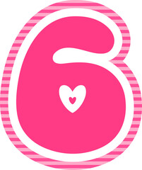 6 Six Valentine Heart Number