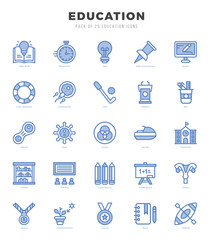 Set of Education Icons. Simple Two Color art style icons pack.