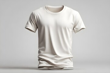 Light brown color t-shirt mockup top view white background. 3d render