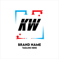 KW Square Framed Letter Logo Design Vector