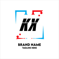 KX Square Framed Letter Logo Design Vector