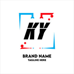 KY Square Framed Letter Logo Design Vector