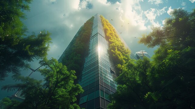 Modern urban environment coexisting with nature, green buildings, sustainable cityscapes, SCV Consulting balancing development and environmental preservation