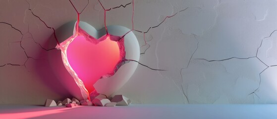 Broken Heart Shaped Object on Wall