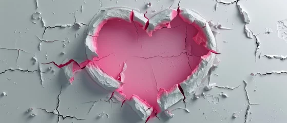 Fotobehang Heart Shaped Hole in White Wall © DigitalMuseCreations