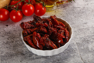 Homemade dry tomatoes with oil