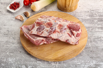 Raw pork ribs for barbecue