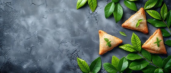  "Festive Purim Background - Traditional Hamantaschen Cookies and Purim Attributes in Stock Image"