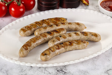 Grilled natural organick white sausages
