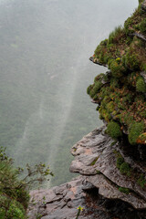 Misty Mountain Waterfall Edge with Windswept Spray