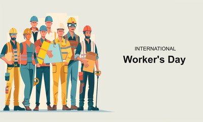 International Worker's Day, Group of workers - obrazy, fototapety, plakaty