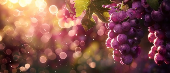 Cluster of Purple Grapes Hanging From Tree
