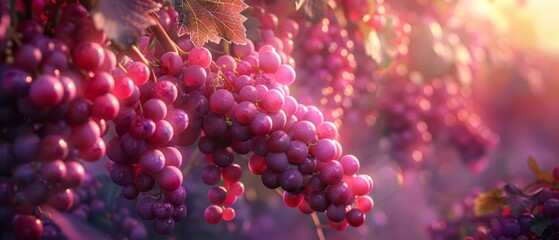 Bunch of Grapes Hanging From Tree - obrazy, fototapety, plakaty