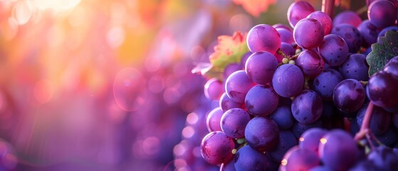 Cluster of Purple Grapes Hanging From a Tree - obrazy, fototapety, plakaty