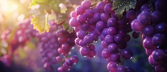 A Cluster of Purple Grapes Hanging From a Tree
