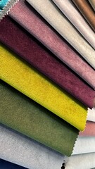 I Bright collection of gunny textile samples. Set of fabric swatch samples texture. 