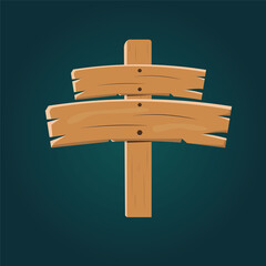 Wooden old pointers and plates Cartoon vector template.