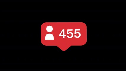 social media influencer followers growing  to 1000 alpha channel animation