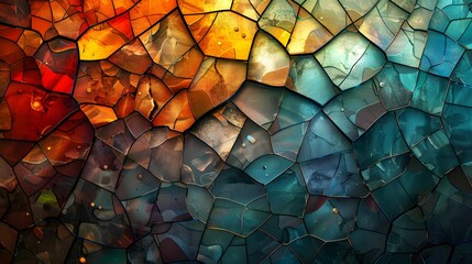 Shattered Glass Mosaic in Warm and Cool Tones