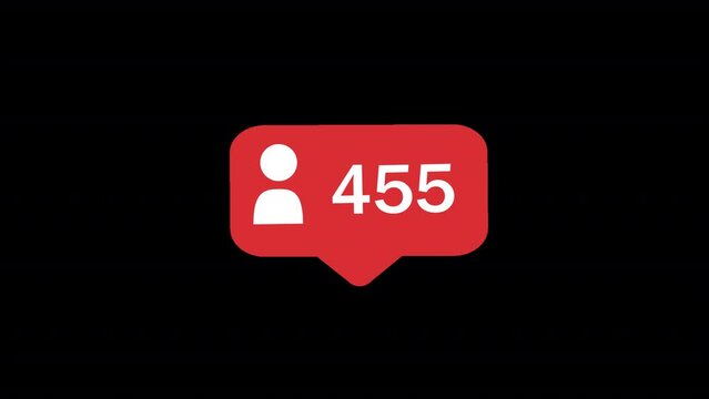 social media influencer followers growing  to 1000 alpha channel animation
