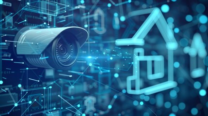 Smart Home Security Concept with CCTV Camera System, Integrated Digital Technology
