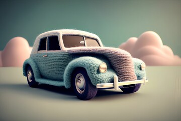 Car toys in knitted material