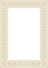 Vector gold square Yakut ornament. An endless rectangular border, a frame of the northern peoples of the Far East.