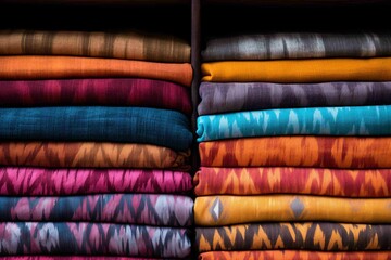 Fototapeta na wymiar Traditional ikat fabric, showcasing the unique dyeing technique 