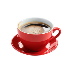 Fototapeta premium A red cup of tasty coffee, isolated on white