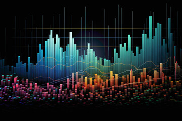 Detailed stock market graphs depicting fluctuations in various sectors with precision.