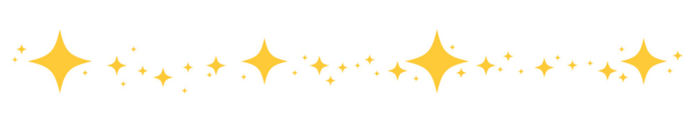 Yellow separator star glow sparkling border divider illustration vector