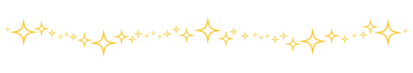 Cute yellow divider sparkle star scatter border decoration separator illustration vector