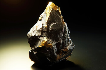 Naldrettite is a rare precious natural stone on a black background. AI generated.