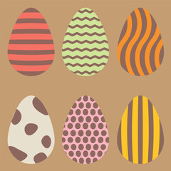 Vector Collection of colorful Easter eggs Set of pictures with ornaments in flat style